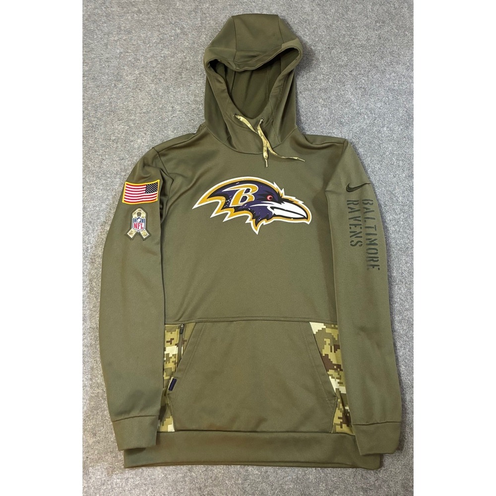 Baltimore Ravens Nike Salute To Service Camo Pullover Hoodie Men's Medium Patch